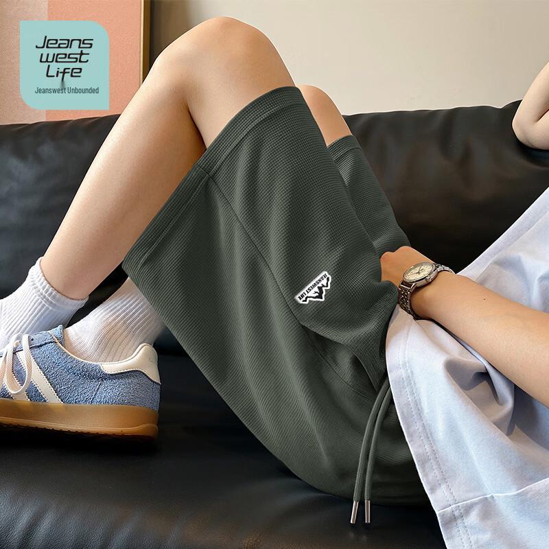 JEANSWEST LIFE Men s Waffle Knit Casual Mid-Length Shorts XL
