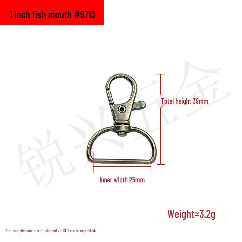 Zinc Alloy Fish Mouth Buckle for Dog Luggage, Shoulder Straps, Keychains, and Webbing.