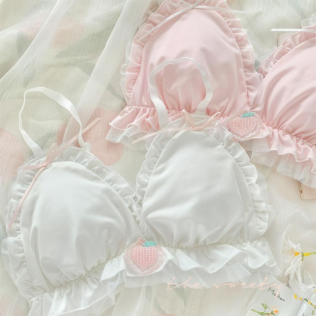 Mädchen süße BHs, rückenfreie weiße Unterwäsche ohne Bügel, Innentops