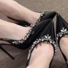 Fashion Women10 cm Rhinestone Women Pumps Sexy high heels Elegant temperament Banquet shoes Patent leather Stilettos Pumps Ladies shoes