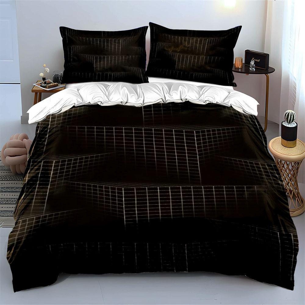 Grid-style geometric lines. Bedding sets Duvet cover sets Duvet covers Pillowcases(1*Duvet Cover 2*Pillowcases without duvet insert)
