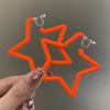 Colorful Earrings with Fluorescent Effect, Featuring Exaggerated Personality, Five-pointed Star-shaped Ear Holes, Ear Clips and Dangling Fringes.