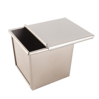 Stampo per Toast di Pane Scatola Acciaio al Carbonio Dorato Antiaderente Design Zigrinato Stampo per Pane in Cassetta con Coperchio per Cottura in Forno