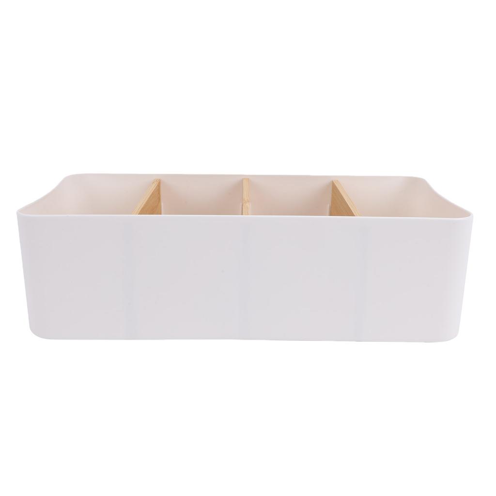 Desktop Organizer Box with Removable Dividers 4 Grid for Office Supplies Cosmetics Storage 26.6x12.8x 7.9cm Multi