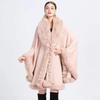 Cape en Fourrure Femme Vêtements d'Hiver Ponchos Épais et Chauds Châle Shawl Manteau Cardigan Longs Amples Manteaux