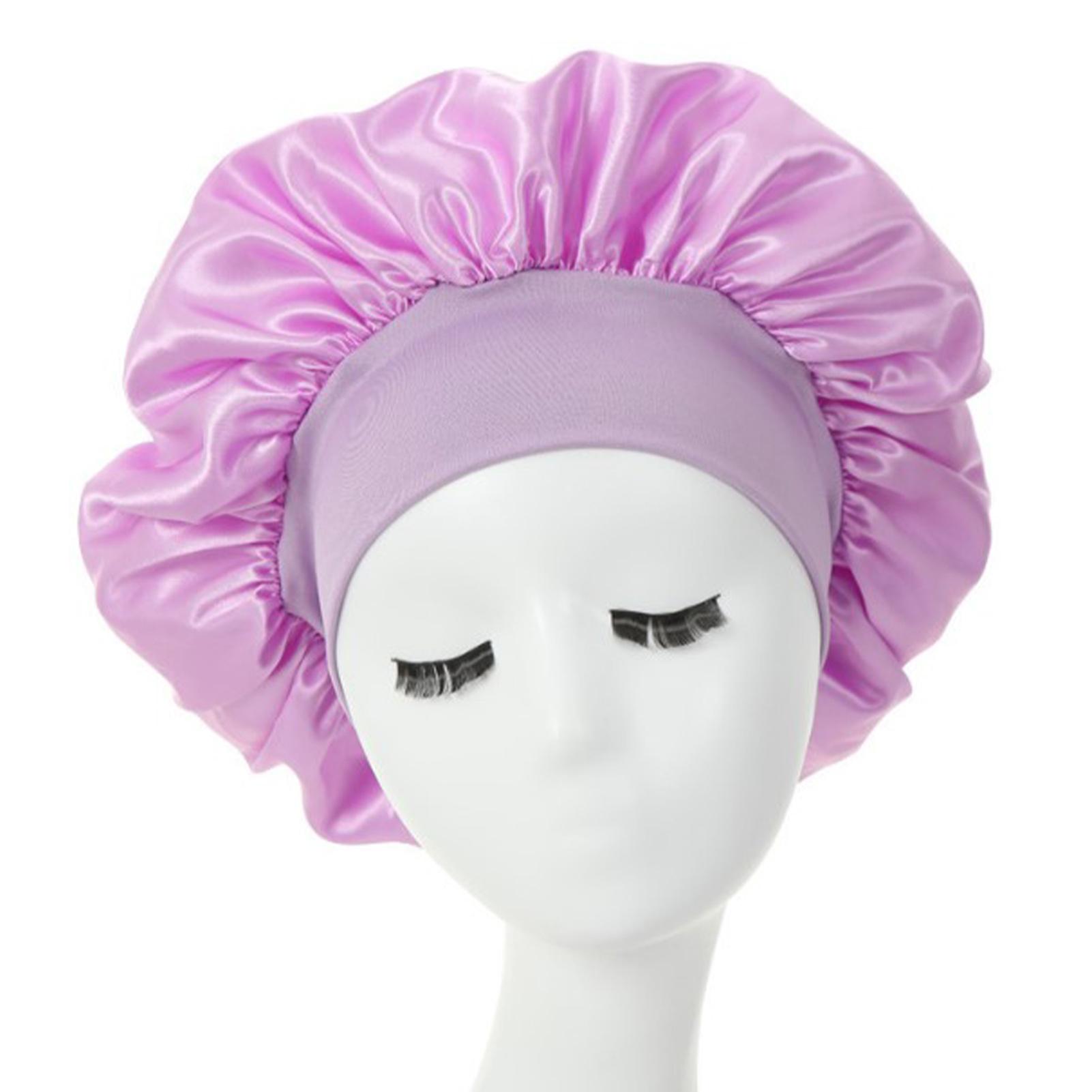 

Женская шапочка для сна светло-фиолетовая, высокоэластичная, широкая, мягкая шапочка для сна для женщин