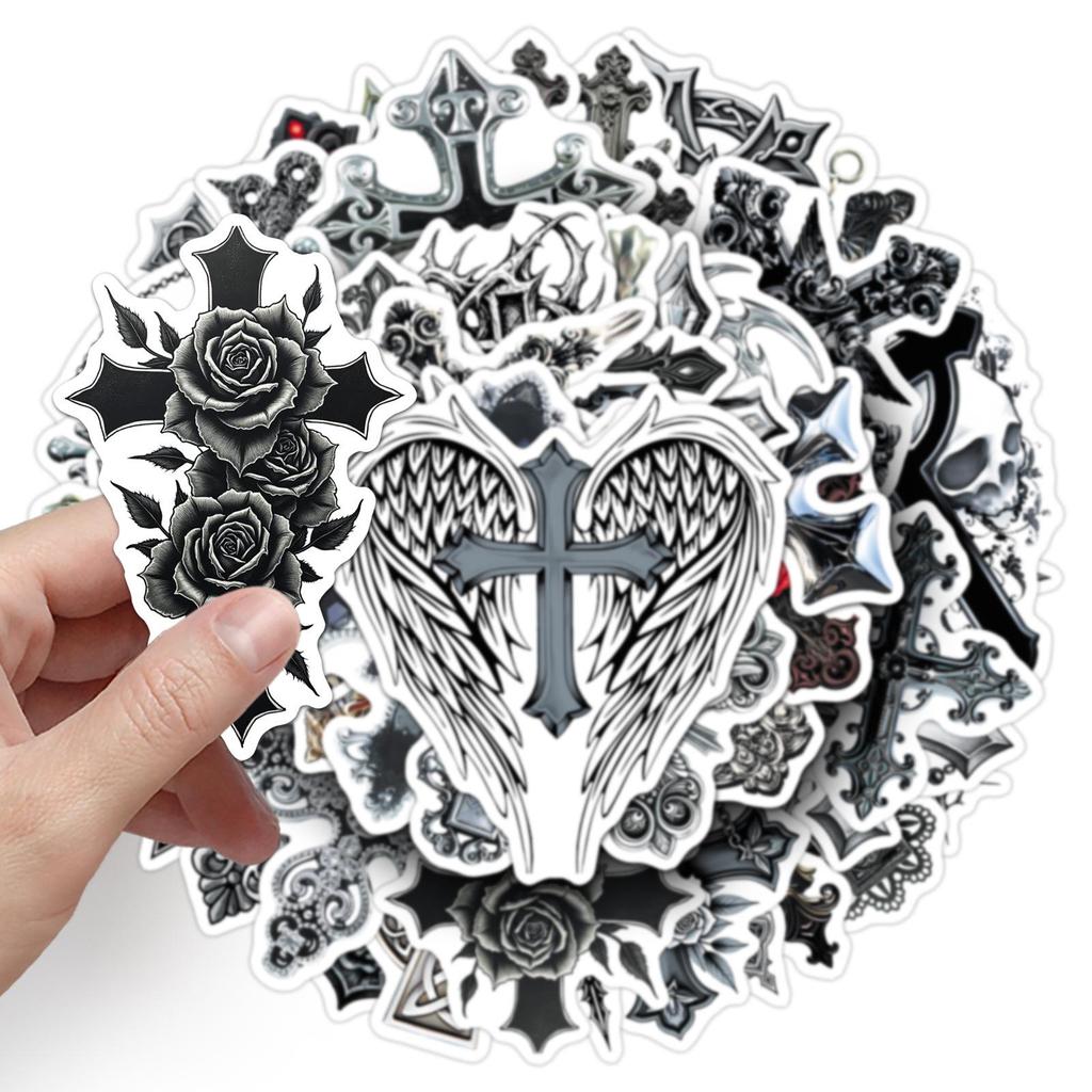 50 Cool Gothic Western Cross Stickers for Cars, Boxes, Tablets & Phone Cases