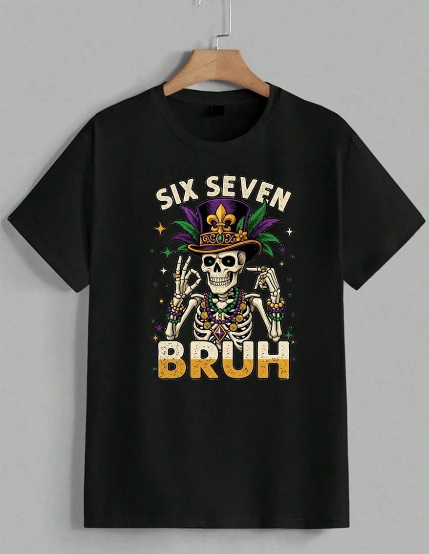 Mardi Gras Skull Hat Voodoo Skeleton Graphic T-Shirt New Orleans Party Unisex XXXXL