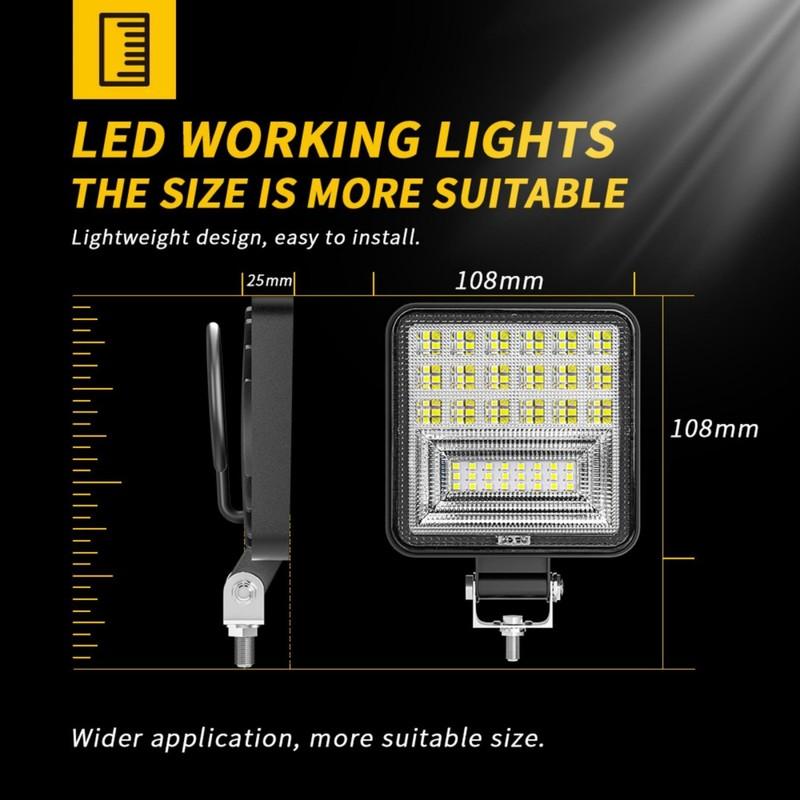 2pcs 4'' LED Work Light Truck Offroad Running Lights Bar 120W 6000k Fog Light Bar For Steamship Camper Tractor Motorcycle ATV