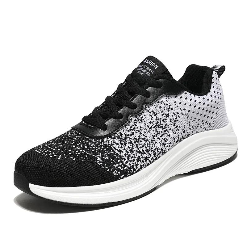 Unisex Oddychające buty z siateczki Damskie Męskie Antypoślizgowe Trampki Lekkie Buty Sportowe Płaskie Do chodzenia Atletyczne Do biegania Czarne Białe