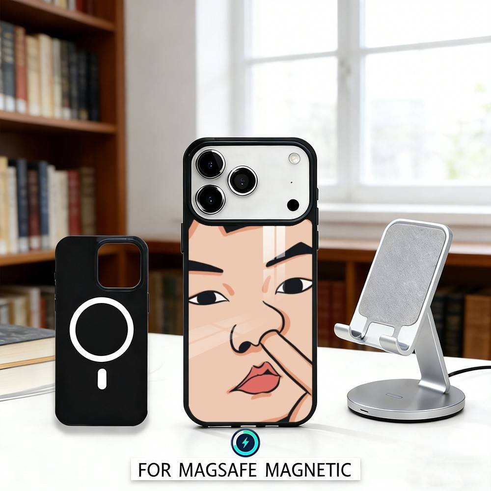 F-FUNNY And cute stickers Phone Case Magnetic For iPhone17 16 15 14 13 12 Pro Max For Magsafe Wireless Charging Cover
