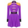 Womens Lion Tamer Costume Tassel Shoulder Long Sleeve Circus Ringmaster Dress Belted Halloween Outfit