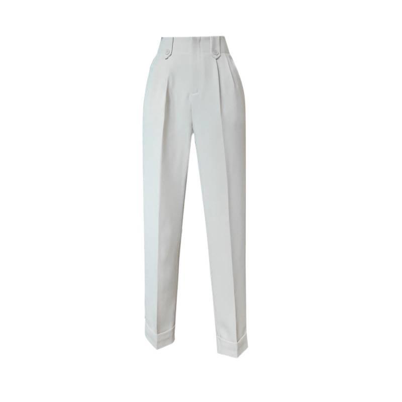 Radish Women's High Waist Cigarette Leg Cropped Pants - Korean Style Harem for Spring/Summer 2026
