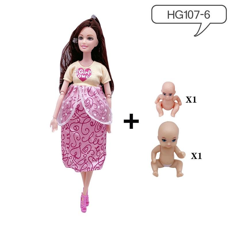 11.5 Inches Pregnant Doll Mom Have 2Pcs Baby In Her Tummy with 1Pc Clothes Educational Dolls Girl Toy for Girl Gift