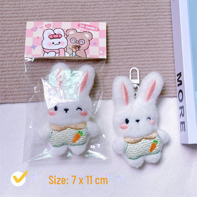 Entzückende Kaninchen-Plüschpuppe: Weich, Niedlich, Ganzkörper-Hasenmädchen Herz-Tasche Brosche Accessoire.