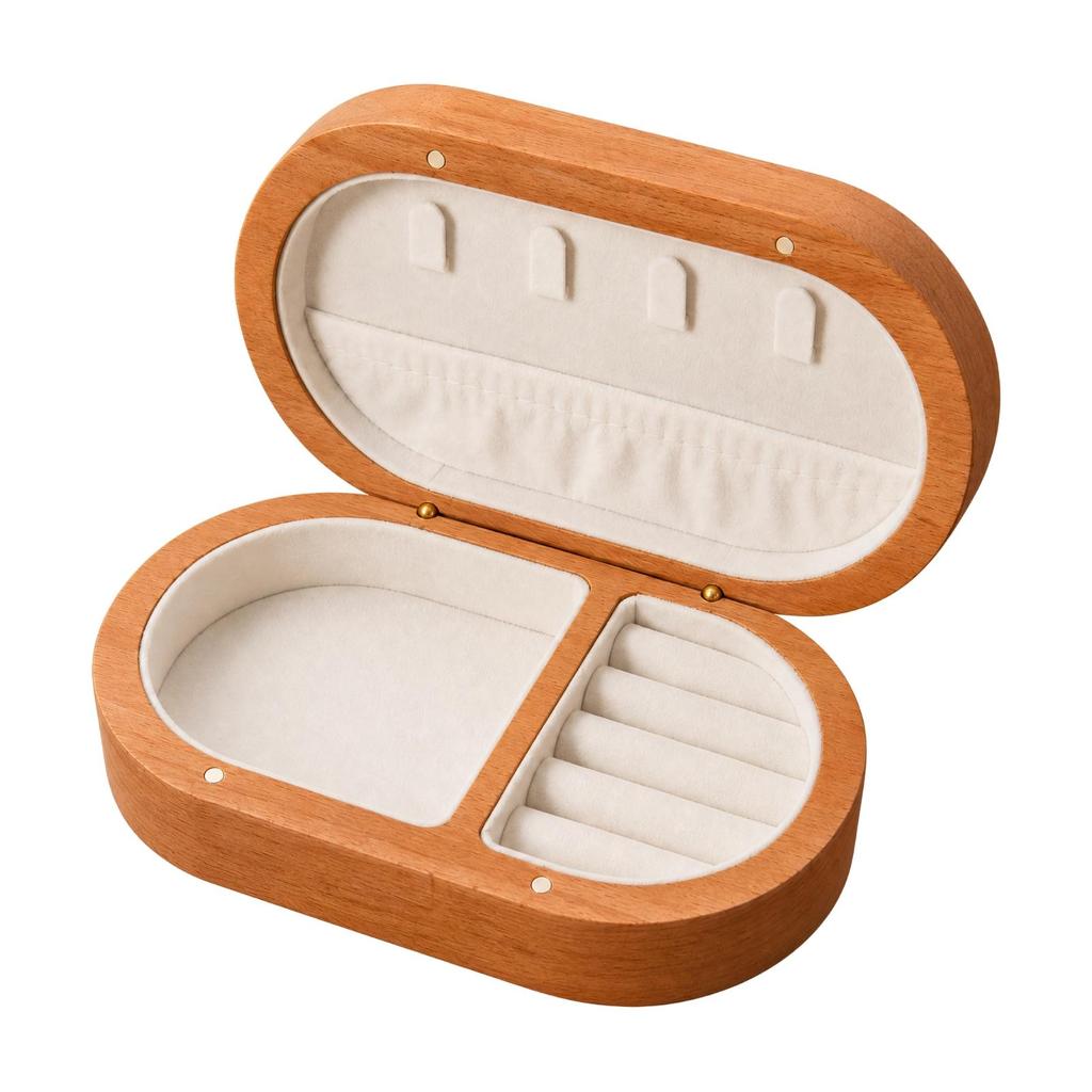 Solid Wood Jewelry Box with Snap Closure Dustproof for Bedroom