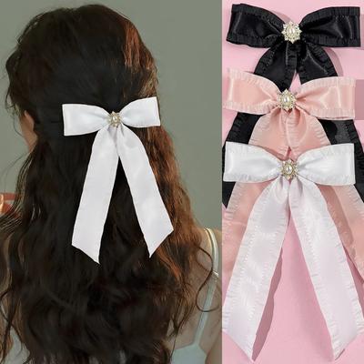 Fermaglio per capelli con nastro a fiocco bordo foglia di loto, accessorio di nicchia di alta gamma per capelli semi raccolti da donna