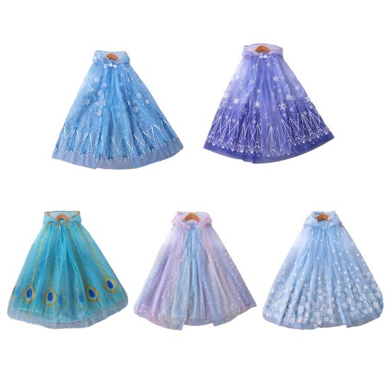 Dívky Plášť s kapucí Hvězda Sněhové vločky Paví peří Průsvitný Volán Tyl Scénické představení Cosplay Kostým Děti Oblékání Princezna Cape Šátek