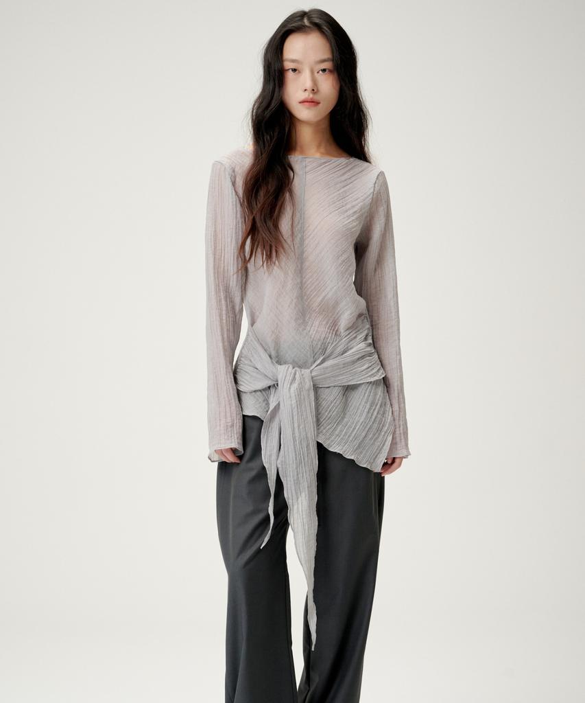 Linte Wrinkle Waist Blouse Gray