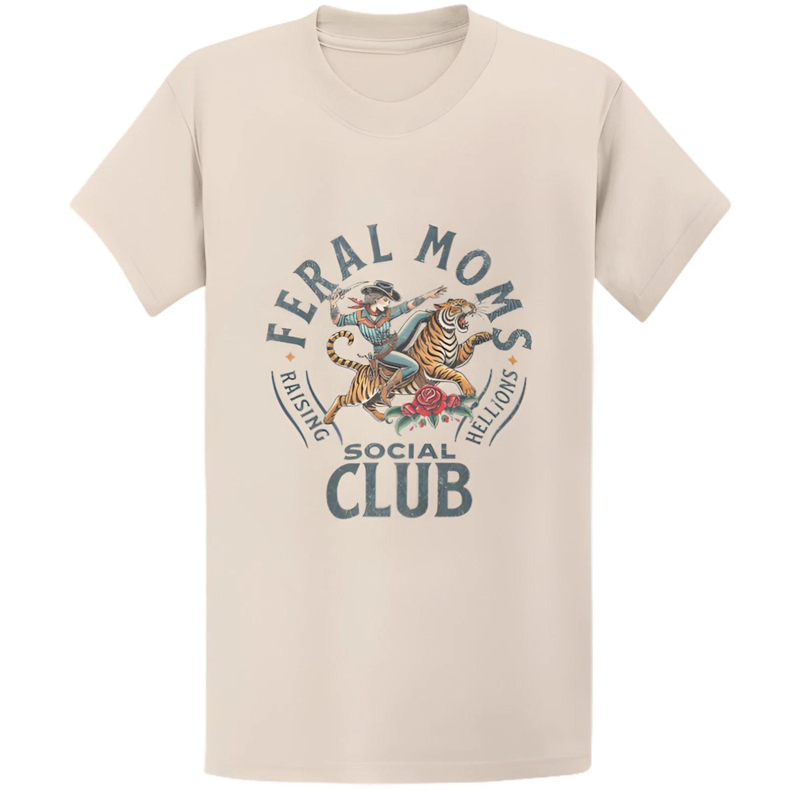 Gildan 5000 Feral Moms Club T-Shirt Funny Mom Life Graphic Tee XXL