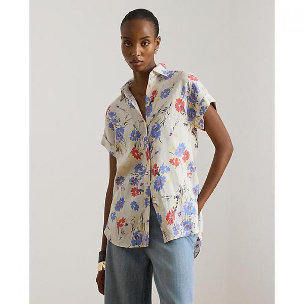 Lauren Ralph Lauren Relaxed Fit Floral Short Sleeve Shirt Wmlrshtsn820138100 XS