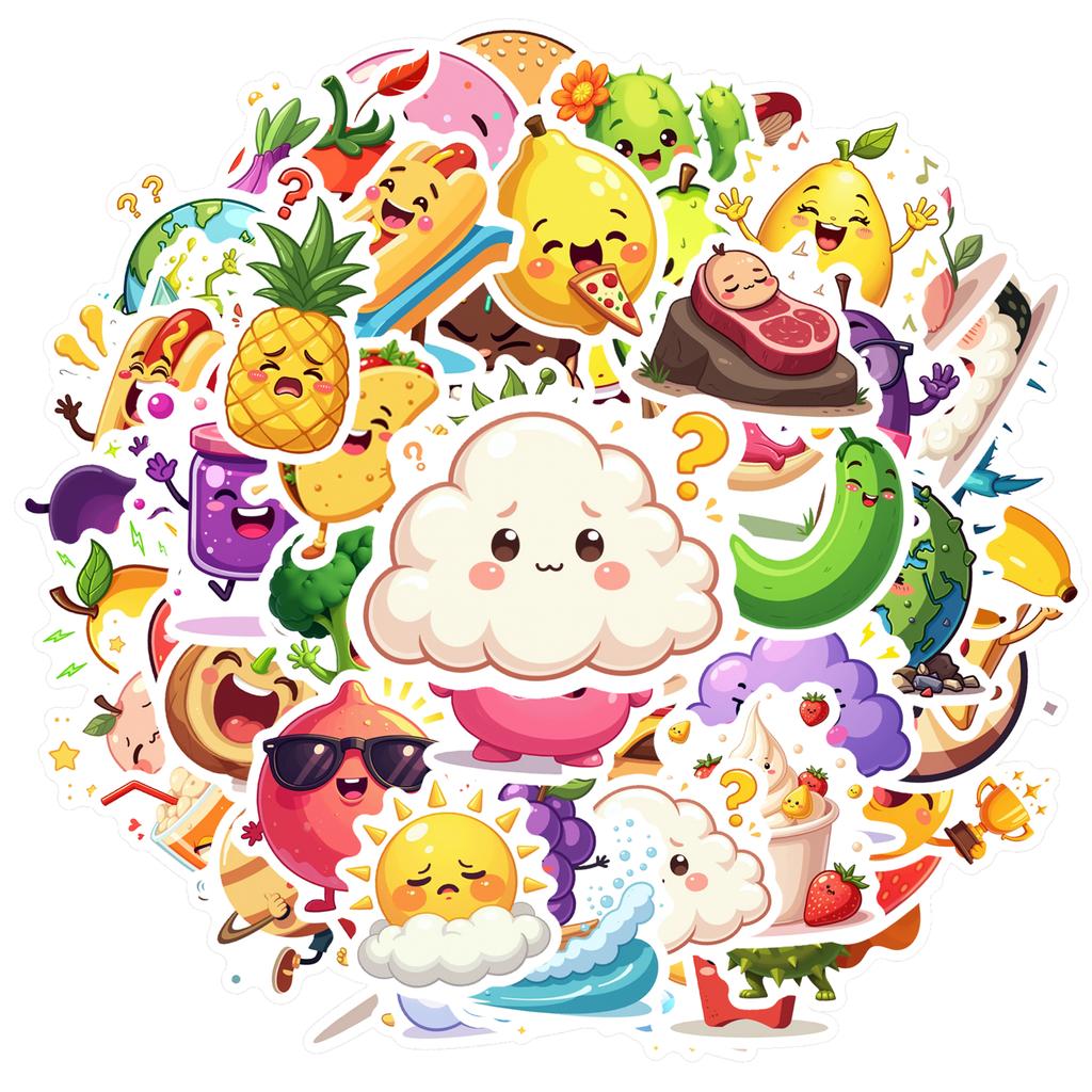 Cartoon Cute Characters Decals Playful Fruit Teacher Reward Stickers Funny Stickers For Fridge Suitcase