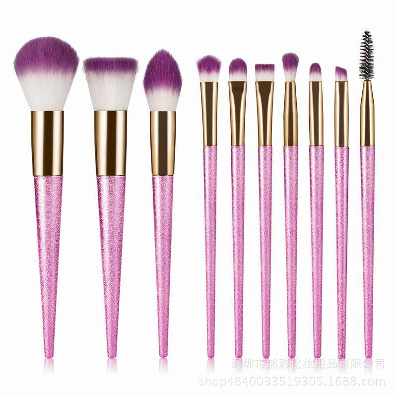 New 10 gradual change powder makeup brush gradual change color matte set brush handle beauty tool set