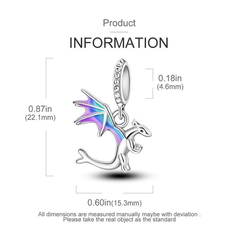 Copper Jurassic T-Rex Flying Dragon Charm Pendant Beads Fit Original Bracelet For Women Jewelry Making