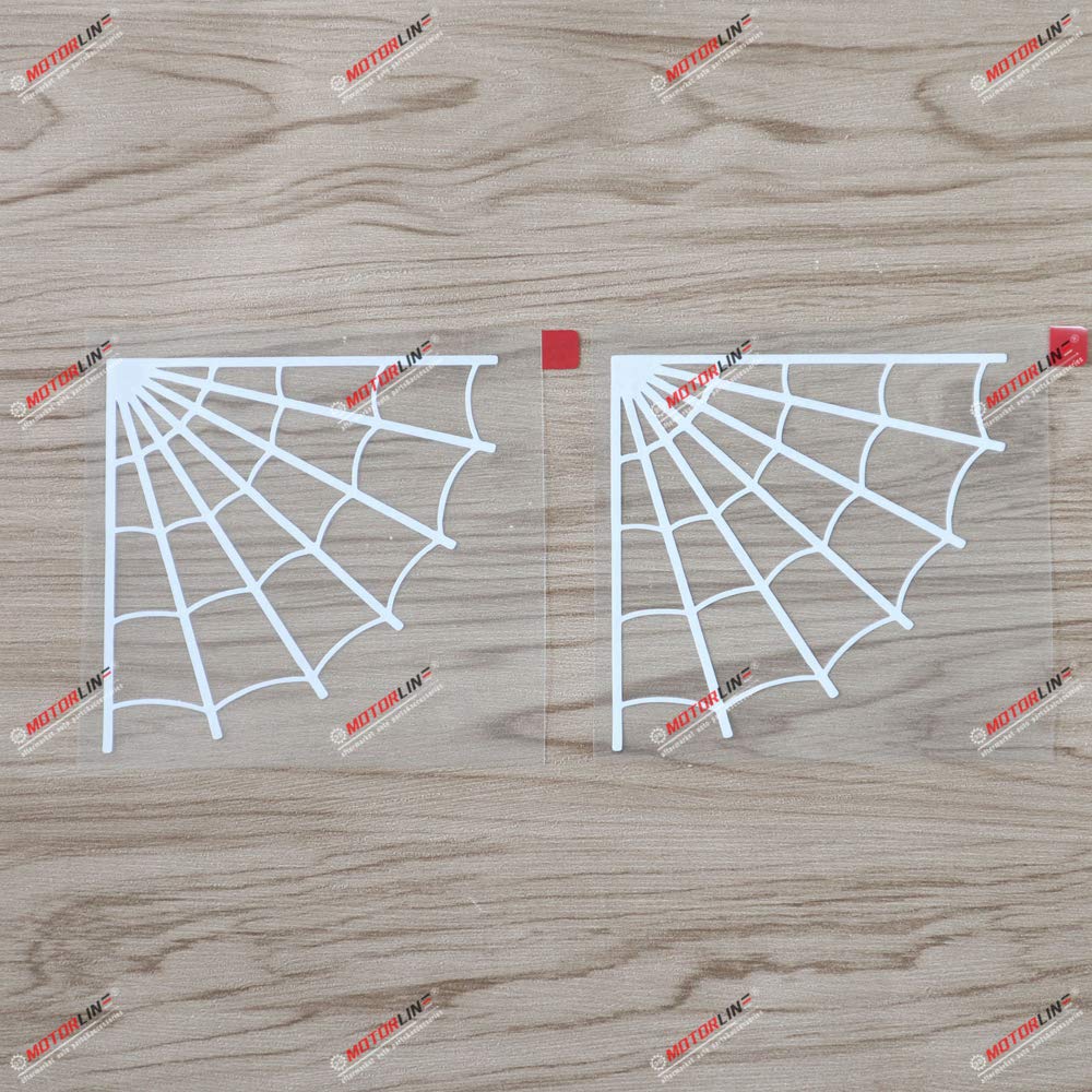 

2 Pcs White 4 Corner Spider Web Spider Web Decal Sticker Car Vinyl No Background