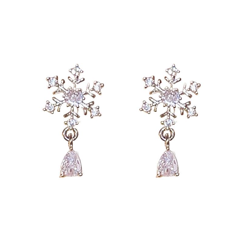 Silver Strass Snöflinga Pärlörhängen - Eleganta Högklassiga Höst Vinter Örhängen
