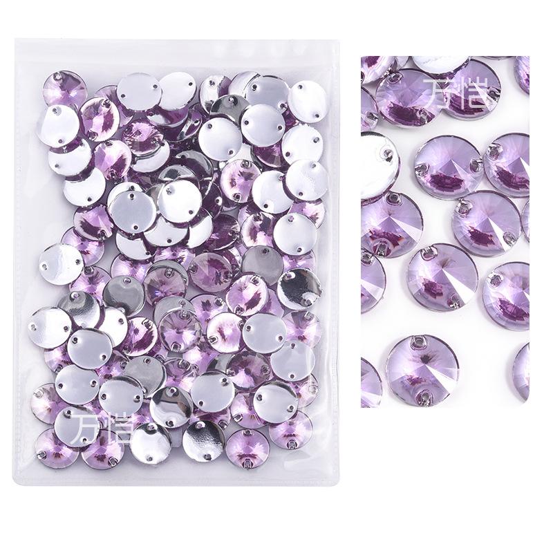 Resin Double Hole Flat Bottom Satellite Hand Seam Drill, Plated Bottom Tip Flat Buckle Diy Clothing Accessories Round Hand Seam Stone