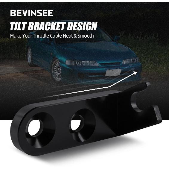 Bevinsee Throttle Cable Bracket with Bolts Compatible with Honda GSR Type R Engines Edelbrock Victor X Manifold B20 B18 B16 B17 Compatible with Honda