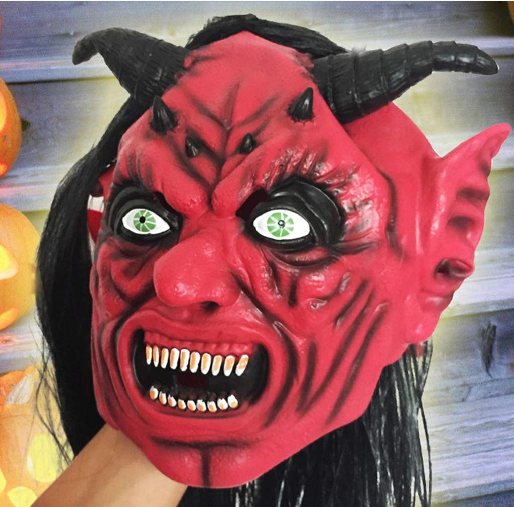 VICHE CATT Red Oni Mask for Halloween Parties and School Festivals (Red)
