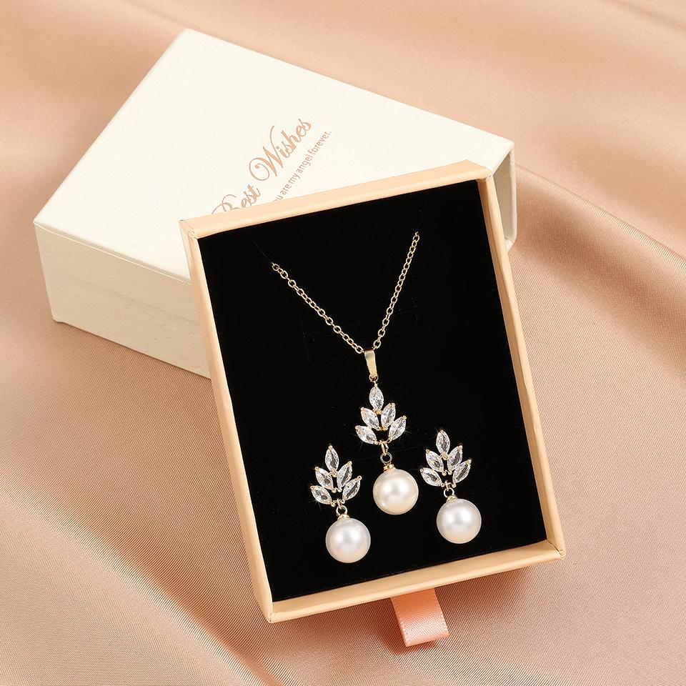 ZAKOL Elegant Imitation Zircon Zirconia Earring Necklaces Sets Exquisite Wedding Engagement Party Zircon Gift With Packaging Box