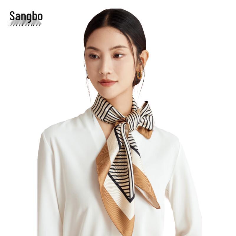 Sangbai French Style Double-sided Floral Print Silk Scarf