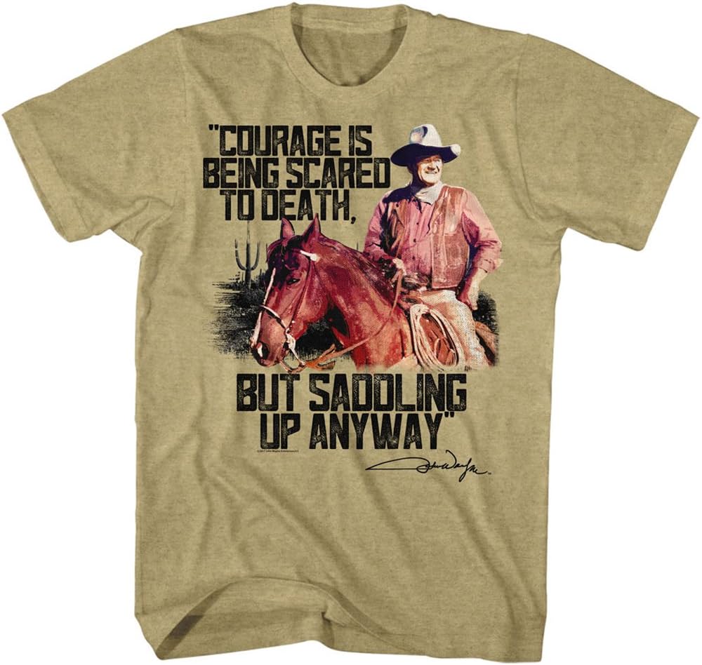 John Wayne Courage Khaki Heather Adult T-Shirt Tee S