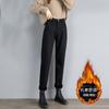 Straight Haren Jeans for Women Autumn and Winter with Thick Fleece and High Waist Loose Korean Version Jeans