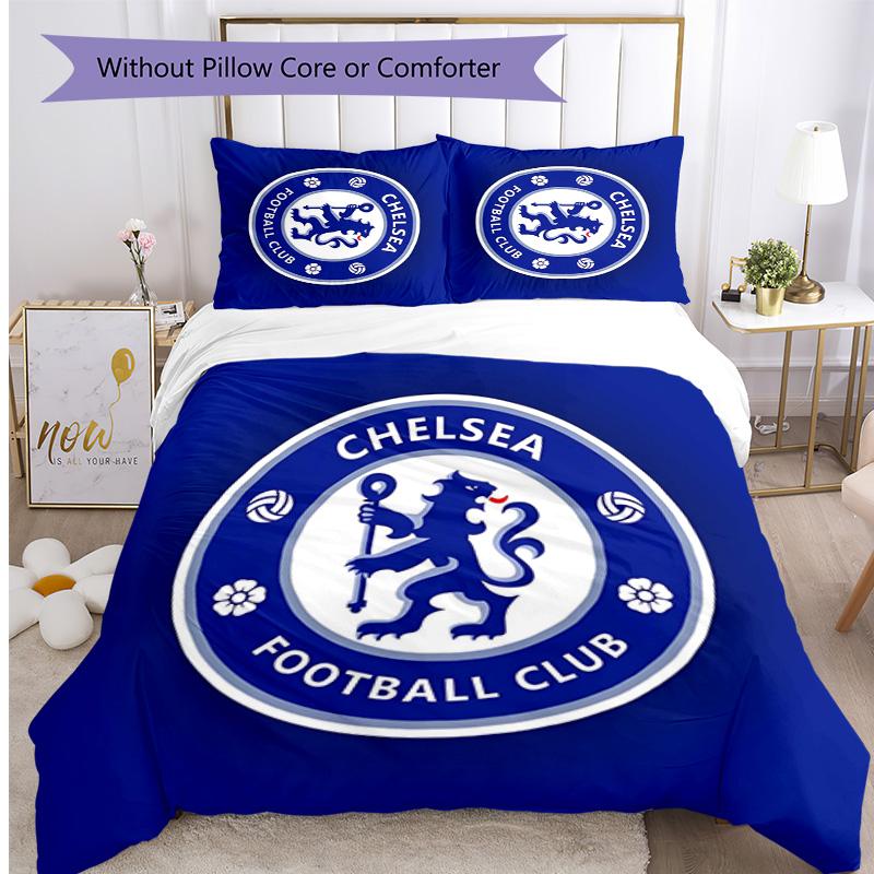 Set Lenzuola 3 Pezzi Stampato Chelsea FC Morbido Delicato sulla Pelle Lavabile Copripiumino e Federe Set Tutte le Stagioni Camera da Letto