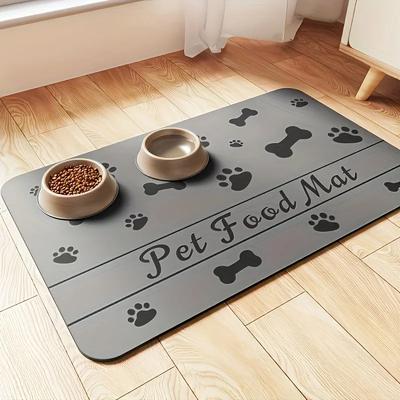 Waterproof Absorbent Pet Feeding Mat For Winter - Quick Dry Pet Placemat For Food And Water Bowl With Rubber Backing For Dog Cat