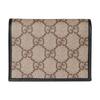 Gucci Horsebit GG Letter Pattern Horsebit Detail Fabric Card Holder Women's Beige and Dark Brown