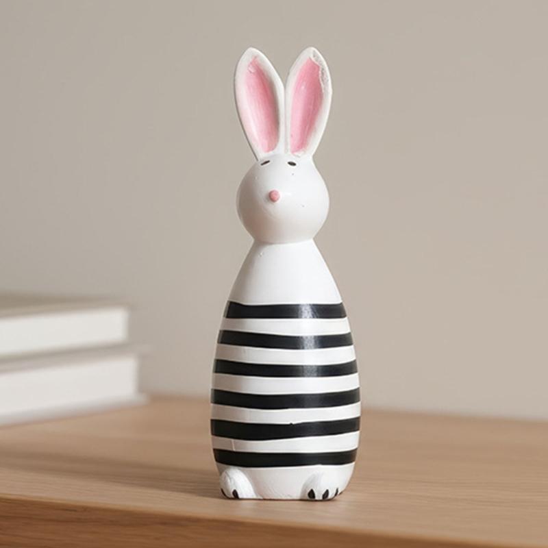 Wooden Bunnies Figurine Easter Rabbit Statue Indoor Easter Decoration Modern Art Spring Home Decors,Bunnies Sculpture