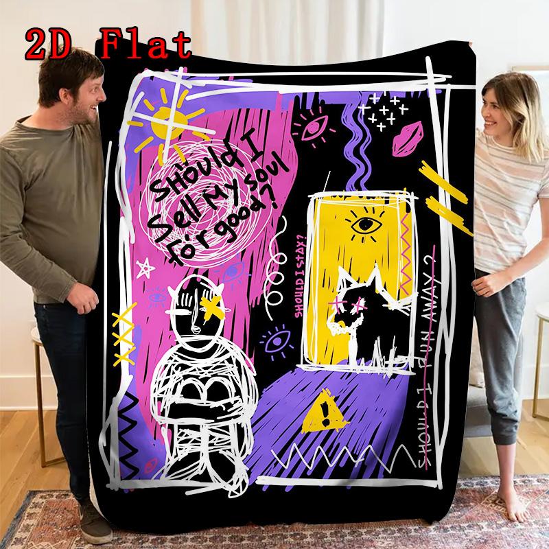 Psychedelic Introspective Geometric Art 2D Flat Pattern Flannel Blanket High Quality All Seasons Warmth and Comfort Perfect for Christmas Gifts.