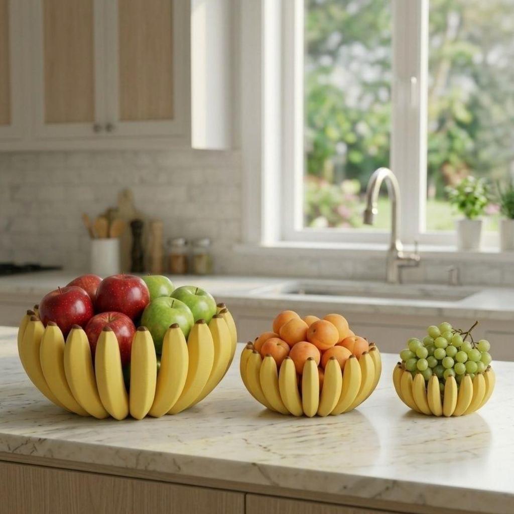 Banana Shaped Storage Tray Fruit Bowl Unique Design Decorative Organizer for Kitchen Table Living Room or Office Use