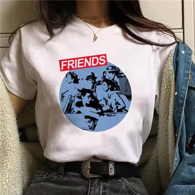 Friends Tv Shirt Women Vintage 2000s Graphic Trendy Breathable Graphic Harajuku Hip Hop University Anime Aesthetic Pop Culture
