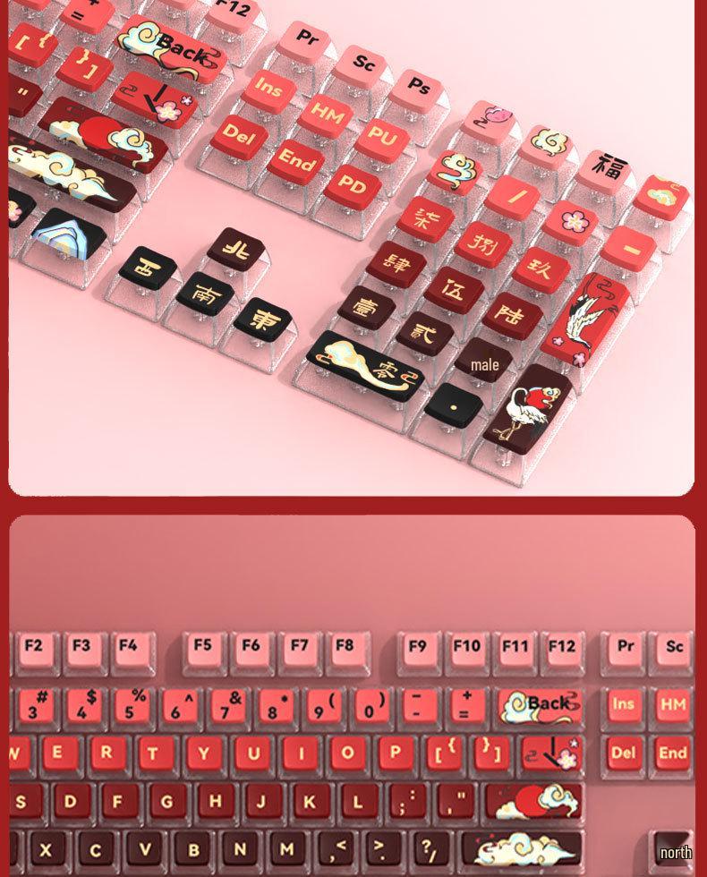 Taste PBT cu Profil ASA Gradient - Transparente, Sublimare Termică Design Pudding de Lapte cu Strat Dublu pentru Tastaturi Mecanice