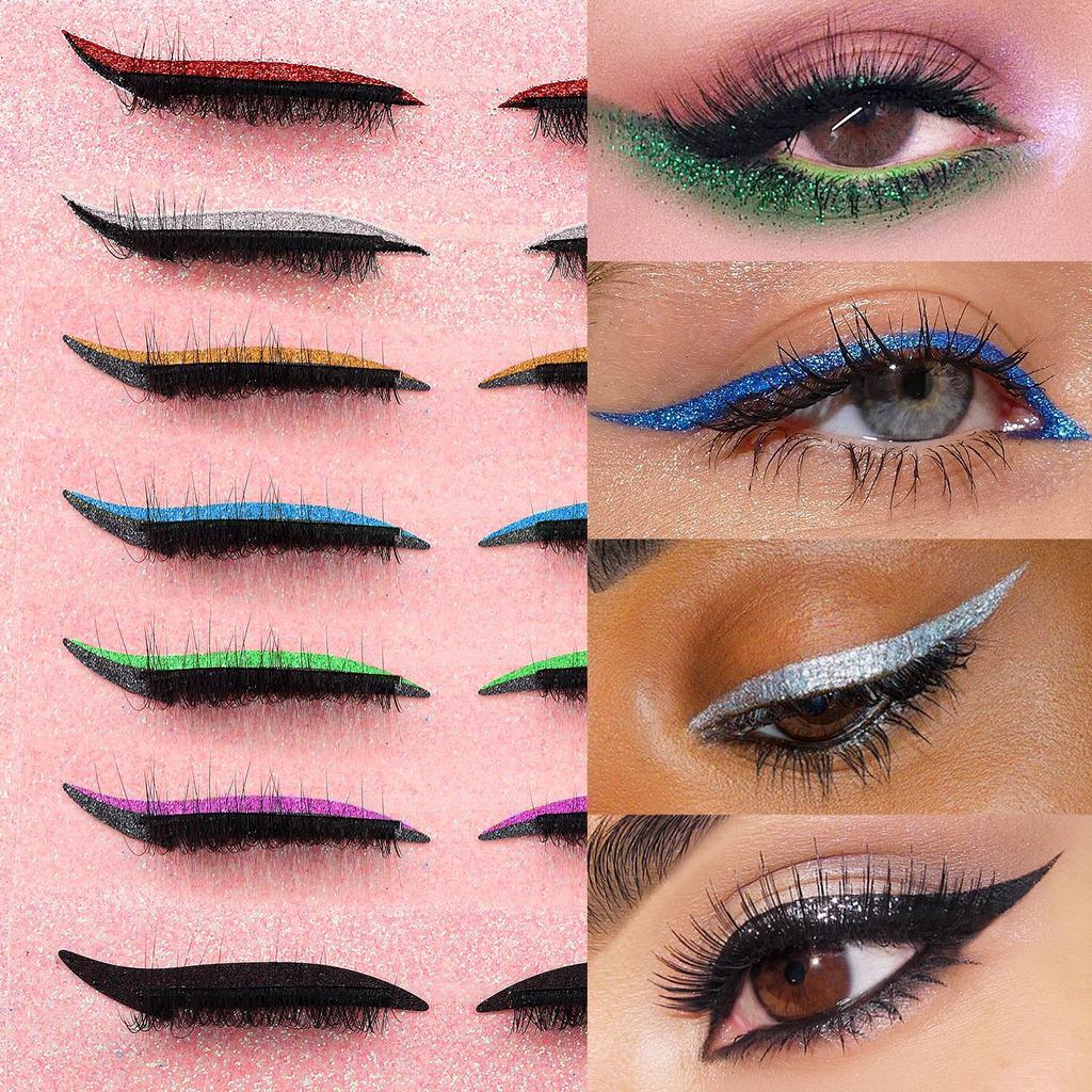 1 Pair Of Colored Eyeshadow False Eyelashes, Holiday Exaggerated Thick Curled Simulated Eyelashes