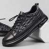 Men's Summer 2025 Elastic Band Soft Sole Sports Shoes - Youthful Black Crocodile Pattern