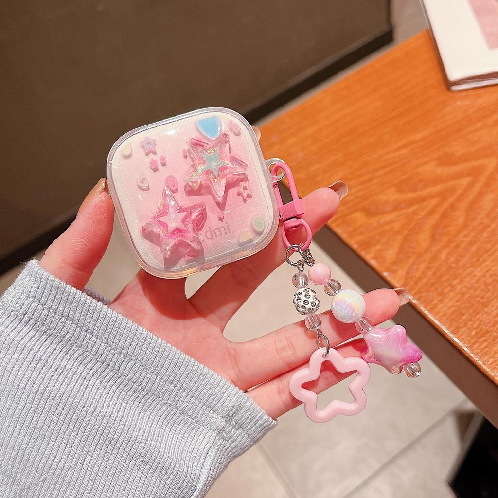 Case for Redmi Buds 6 Active / 6Lite Cover for Xaiomi Air4se Cute Cartoon Flower Silicone Transparent Earphone Cover
