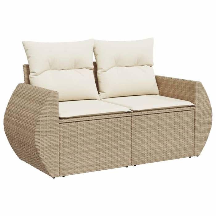VidaXL Salon de Jardin avec Coussins 11 pcs, Canapés de Terrasse, Ensemble de Meubles de Patio, Mobilier d'Extérieur, Beige 3221897