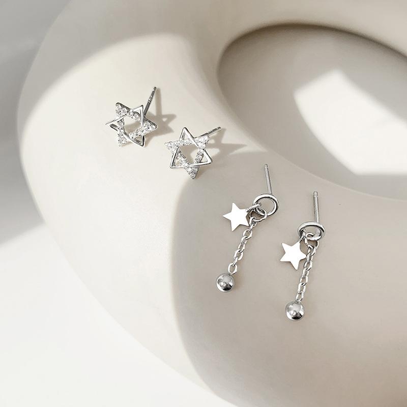 You Don't Need To Pick Earrings When You Sleep. Female Cute Japanese Style Is Small and Fresh Mori Mini Round Beads, Small Star Earrings, Earrings.